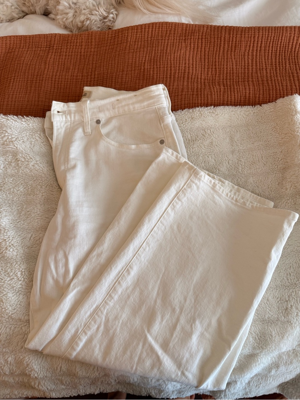 MADEWELL Women's High-Rise Cream Jeans - Classic Straight Leg